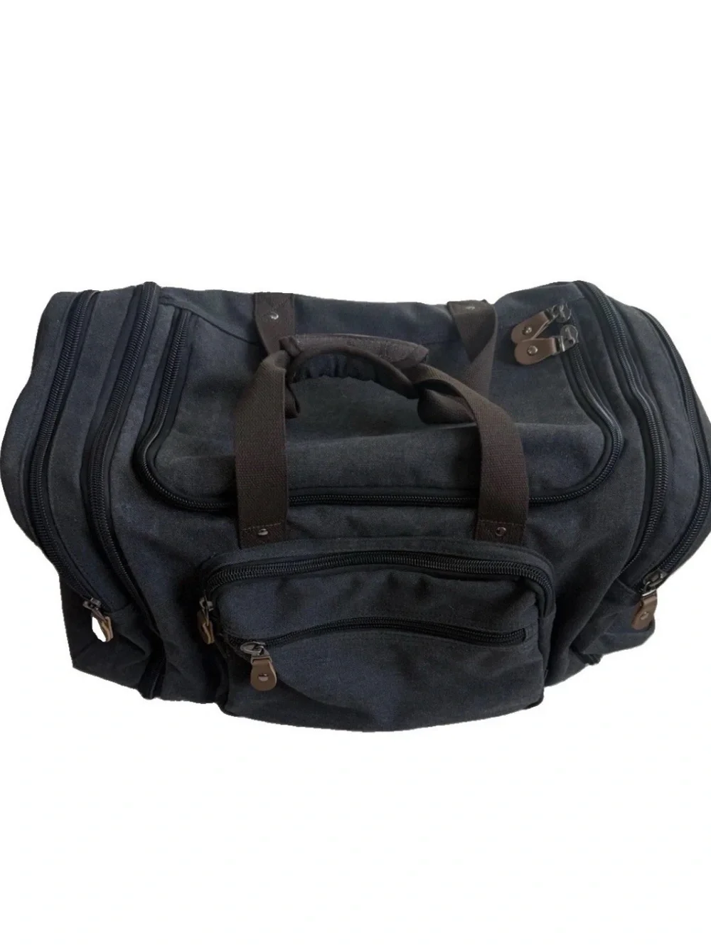 Classic Brown Canvas Weekender Duffel Bag - Men Large